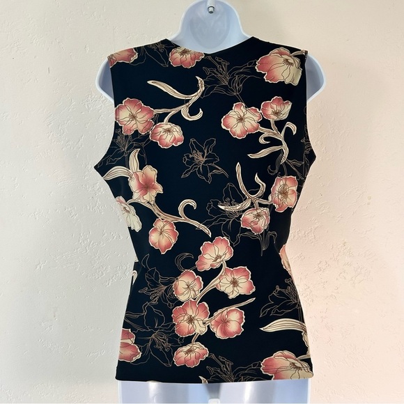 SUZIE WHERE Y2K Floral Sleeveless Top Black Pink Empire Waist Size L Dark Fairy - Picture 6 of 10